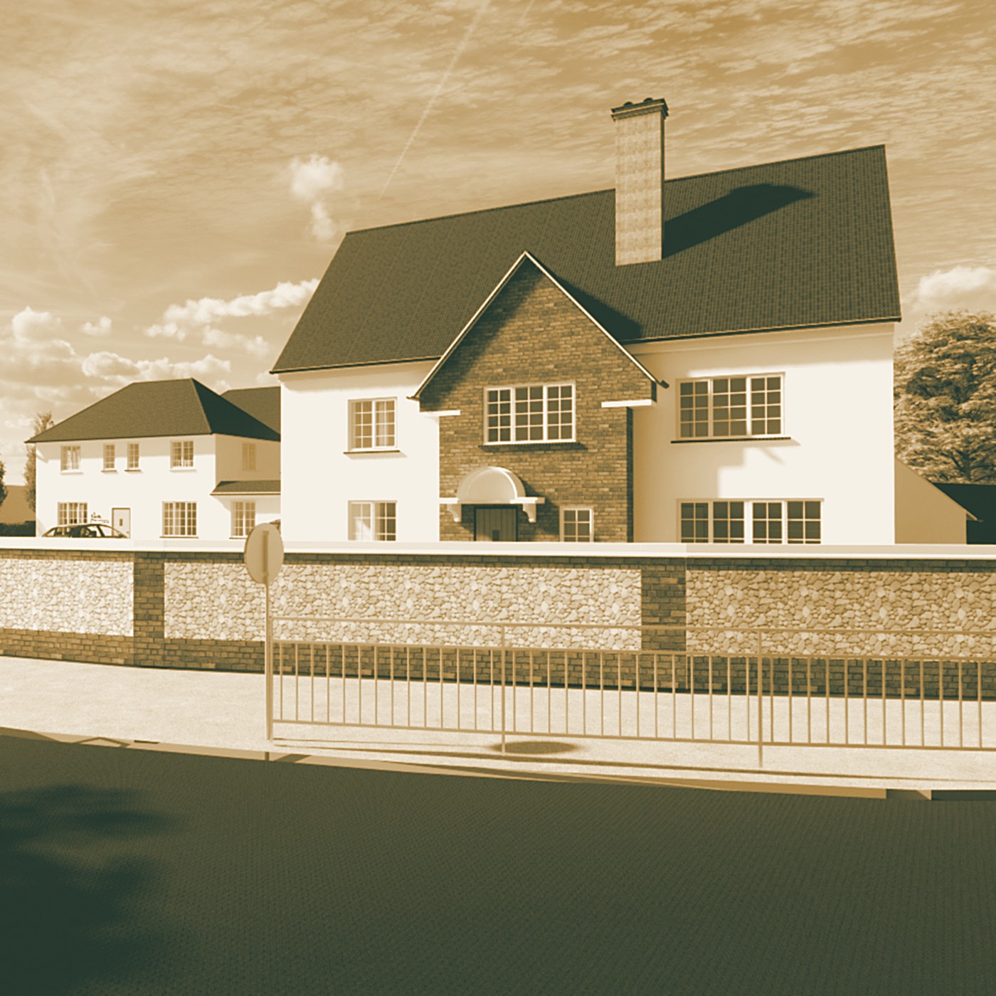 An illustrated view of Bolters Corner Nursing Home on the green-belt edge of Banstead